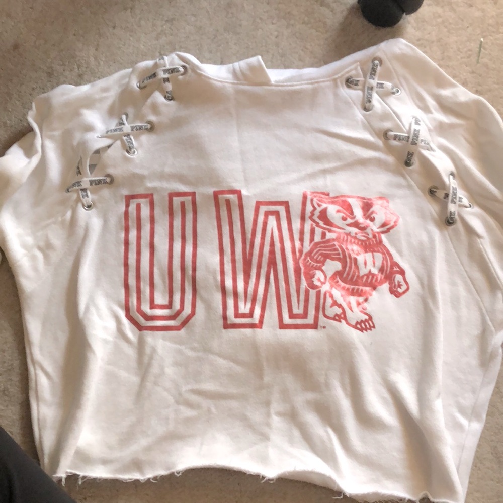 Wisconsin PINK Cropped Hoodie